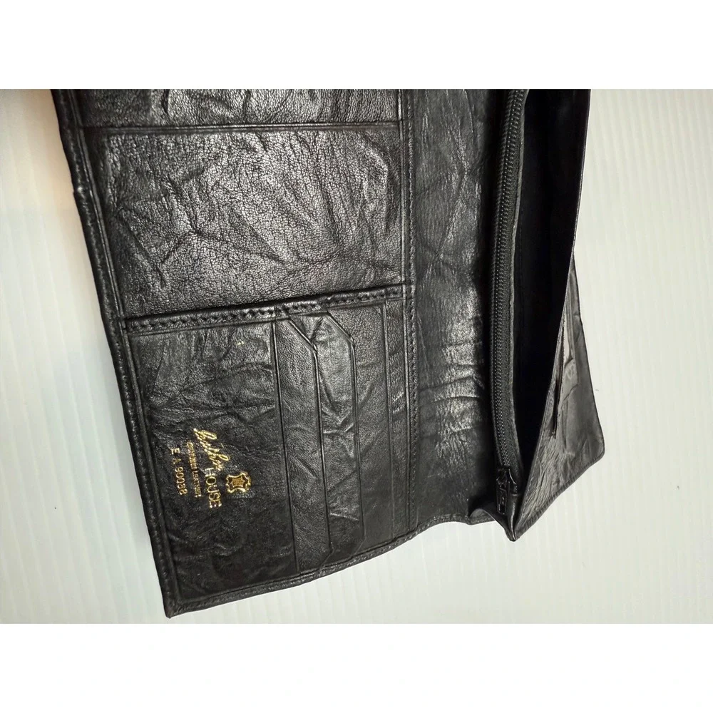 AMORNI‎ Black Leather Wrinkled Slim Bifold Wallet Organizer